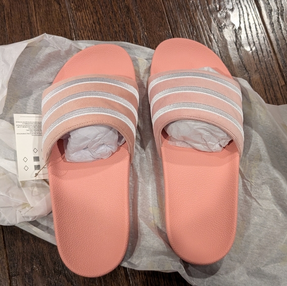 adidas Pink and White Women's Sandals - Picture 2 of 4